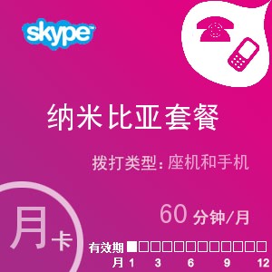skype纳米比亚通60月卡
