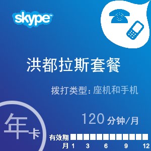 skype洪都拉斯通120年卡