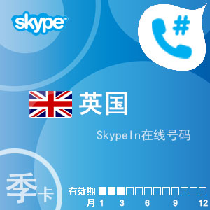 点击购买skypein在线号码英国季卡充值卡